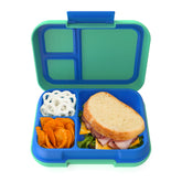 Bentgo front view showing colorful leak-proof lid and secure clip benefit