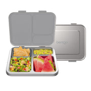 Bentgo stainless lunch box front view showing durable construction and secure seal