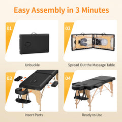 BestMassage patas ajustables con perillas para ergonomía del terapeuta