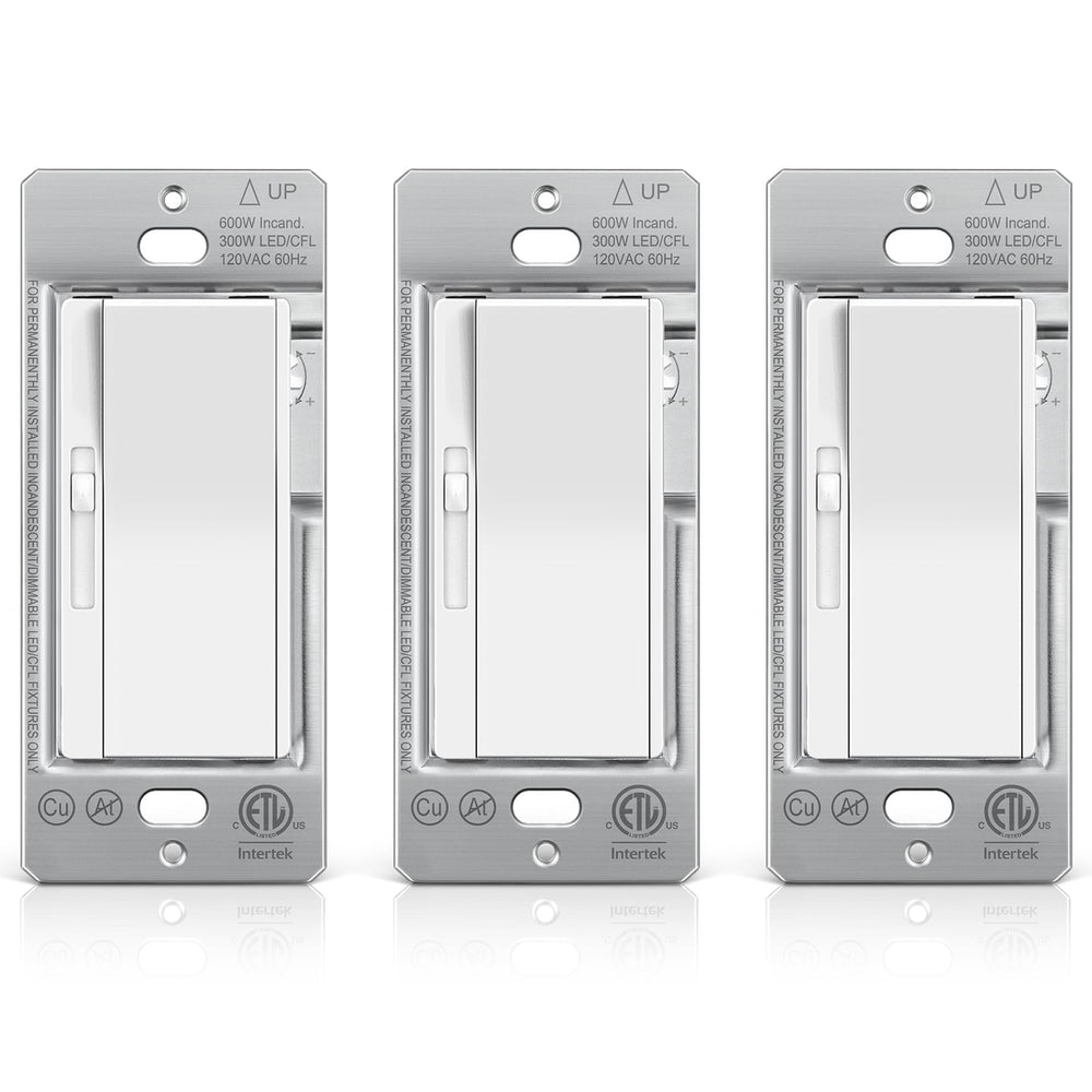 BESTTEN frente del interruptor dimmer mostrando diseño blanco y silenciador