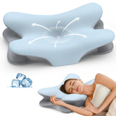 Besyodo front view blue pillow showing ergonomic contours and stable support