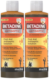 Betadine frasco frontal mostrando etiqueta clara y beneficio de limpieza rápida