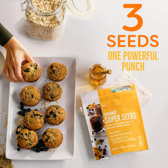BetterBody Foods primer plano de textura de semillas, beneficio nutritivo visible