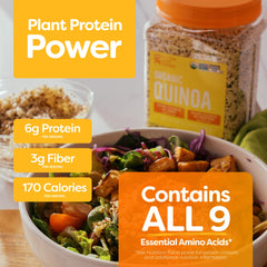 BetterBody Foods quinoa servida en ensalada aportando proteína vegetal y color