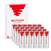 BEVIGOR paquete frontal 24 pilas AA mostrando almacenamiento compacto y disponibilidad