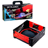 Beyblade Clash & Carry Beystadium front view showing arena and fold lines, Beyblade portability benefit