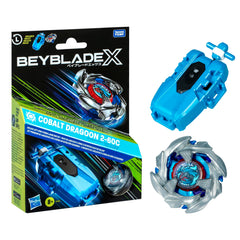 Beyblade Cobalt Dragoon frente mostrando diseño y potencia