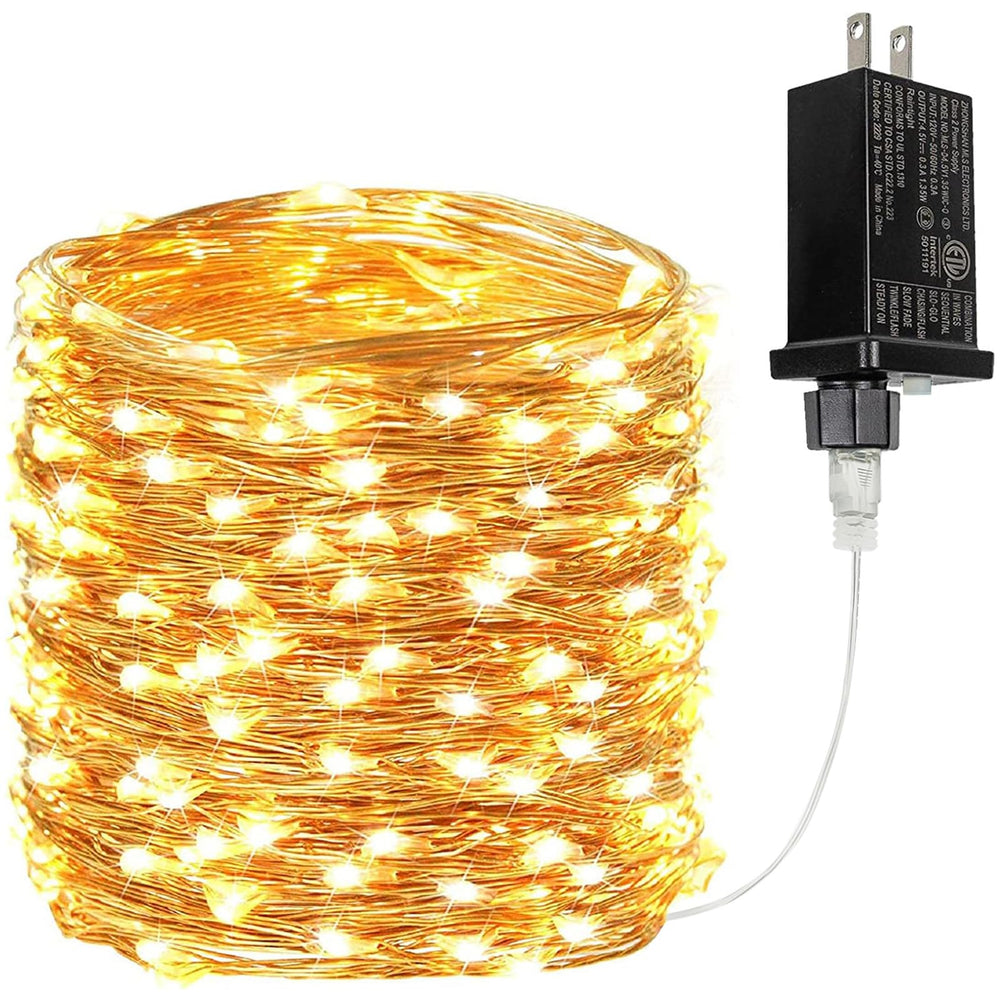 BHCLIGHT guirnalda frontal enchufada mostrando longitud y brillo