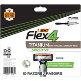BIC Flex 4 Sensitive paquete frontal mostrando las 10 maquinillas y conveniencia