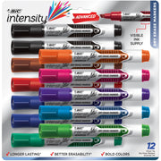 BIC Intensity vista frontal del empaque con 12 colores, utilidad para organización