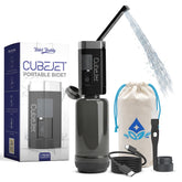 BIDET BUDDY CubeJet front view showing sleek Obsidian Drift finish and portability benefit