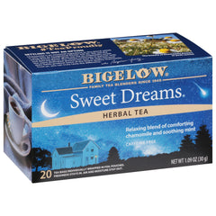Bigelow Tea caja frontal mostrando diseño y cantidad, conveniencia y frescura