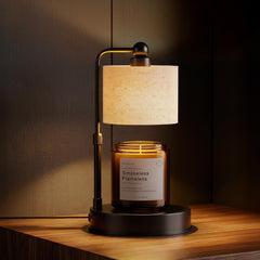 Bingyouth front view of lamp showing elegant flaxen shade and stable base, enhances décor
