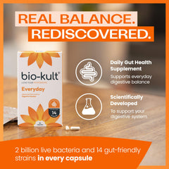 Bio-Kult primer plano de una cápsula abierta y contenido granular estable
