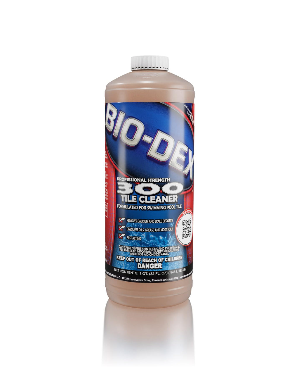 Bio-Dex botella BD300 frontal mostrando etiqueta y uso profesional