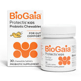 BioGaia empaque frontal claro que muestra el producto y su uso pediátrico