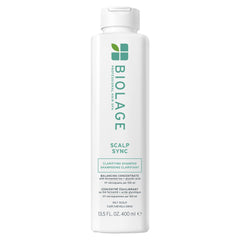Biolage botella frontal Scalp Sync mostrando el envase y beneficio purificante
