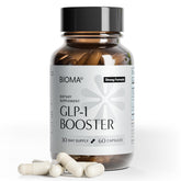BIOMA bottle front packaging showing supplement benefits and 60 capsules