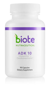 Biote ADK 10 front packaging showing bottle and clear labeling benefit consistency