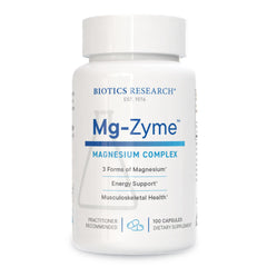 BIOTICS RESEARCH envase frontal del Mg-Zyme que muestra presentación y diseño