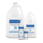 BIOTONE loción masaje frontal del envase, proporciona deslizamiento prolongado