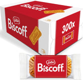 Biscoff front packaging box showing 300 individually wrapped biscuits for bulk use