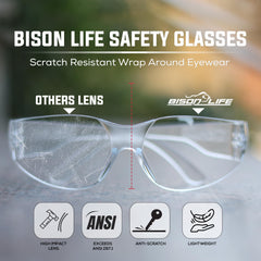 BISON LIFE gafas en uso en taller ofreciendo protección contra escombros