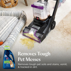 Bissell primer plano de la etiqueta que destaca StainProtect y certificación EPA Safer Choice