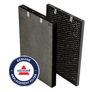 Bissell pack frontal mostrando filtros y beneficios de limpieza