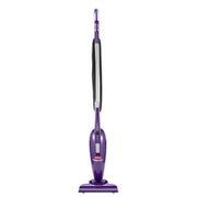 Bissell vista frontal morada mostrando diseño compacto y fácil manejo