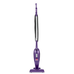 Bissell vista frontal morada mostrando diseño compacto y fácil manejo
