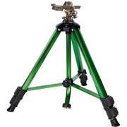 Biswing tripod full view showing stable alloy legs and sprinkler head for reliable coverage