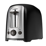 BLACK+DECKER vista frontal de la tostadora 2 ranuras muestra controles y acabado