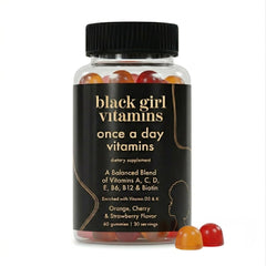 Black Girl Vitamins envase frontal mostrando diseño y conveniencia diaria