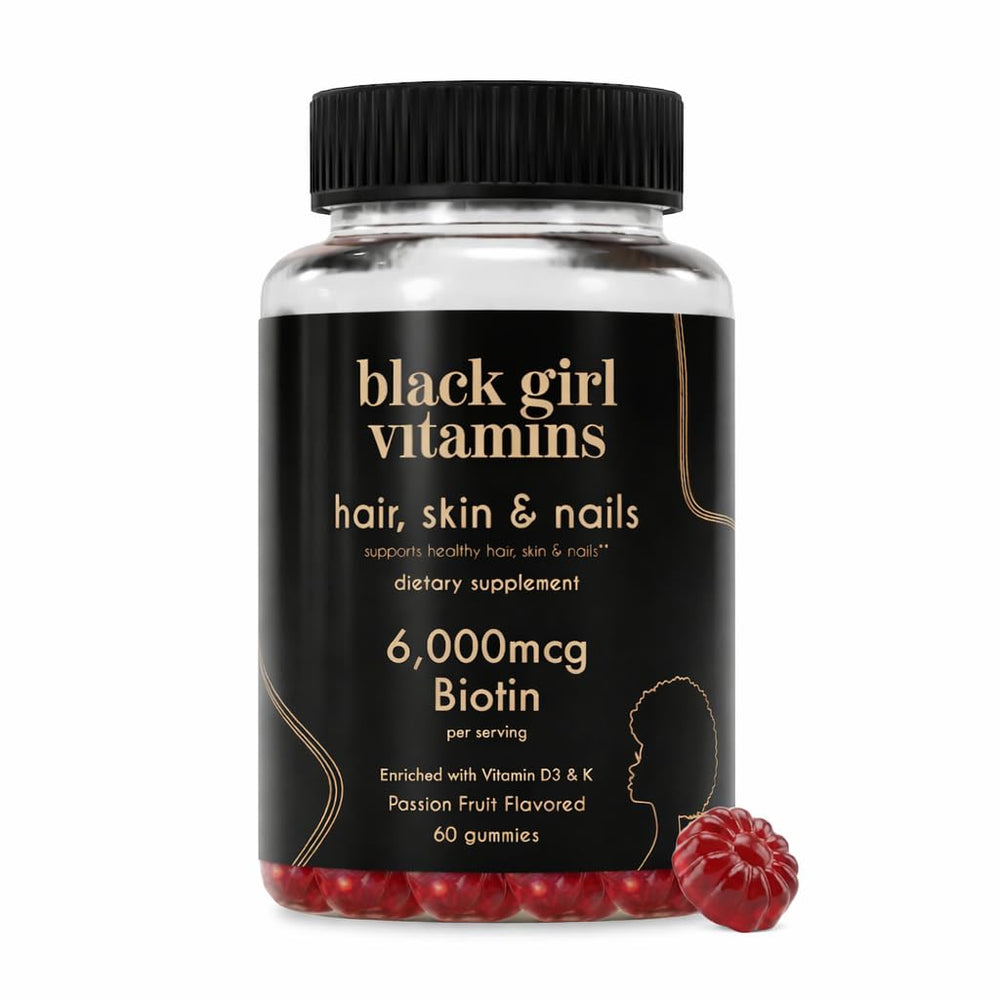 Black Girl Vitamins envase frontal con diseño y beneficio visual