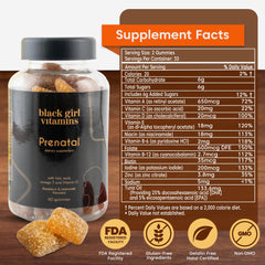 Black Girl Vitamins gomita en primer plano, textura masticable y fácil ingestión