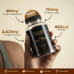 Black Girl Vitamins porción en mano para visualización de dosis diaria