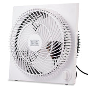 BLACK+DECKER vista frontal del ventilador BFB09W con diseño sin marco y flujo potente