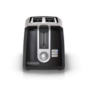 BLACK+DECKER front view of toaster showing sleek compact design and fast performance