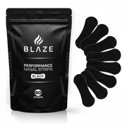 BLAZE paquete de 60 tiras nasales mostrando el embalaje y cantidad