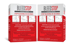 BleedStop tube close-up with powder visible illustrating easy pour and fast application