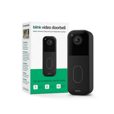 Blink doorbell front view showing sleek black design and clear guest detection