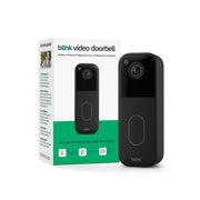 Blink doorbell front view showing sleek black design and clear guest detection
