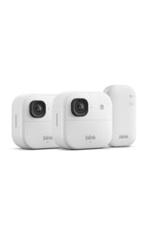Blink Outdoor 2K+ front view showing camera design and easy installation benefit