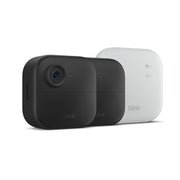 Blink front view of two Outdoor 4 XR cameras showing durable weatherproof housing and visibility benefits