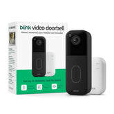 Blink Video Doorbell front view showing sleek black design and LED indicator, improving curb appeal