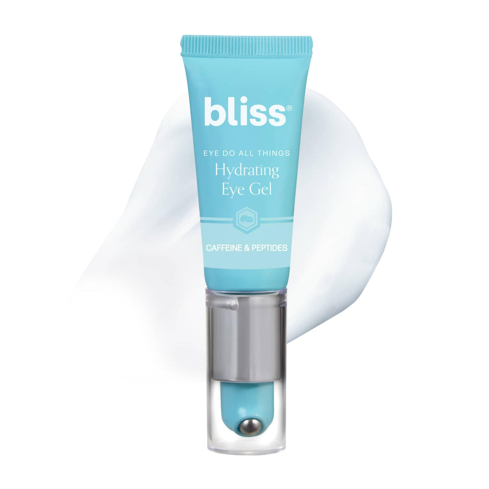 Bliss gel con rollerball frontal mostrando envase y aplicación práctica