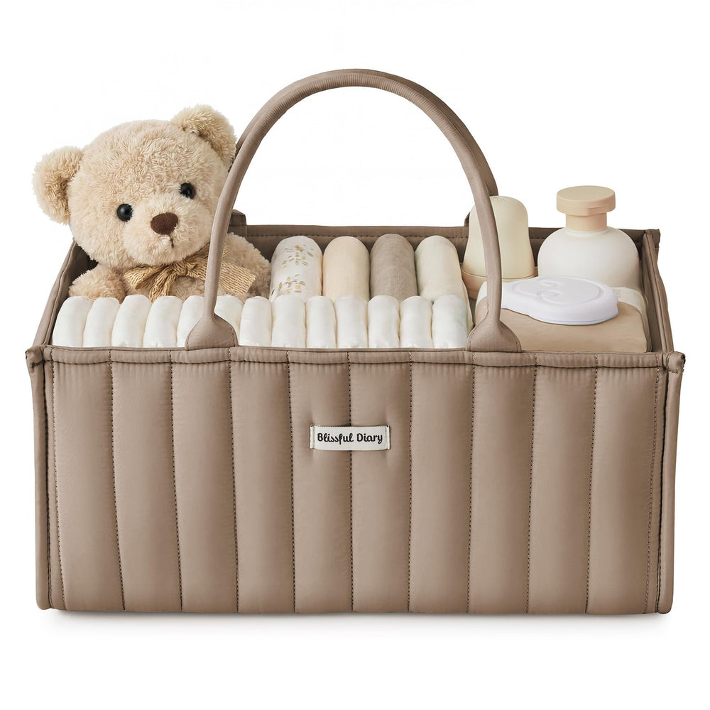 Blissful Diary vista frontal del caddy mocha brown, organización rápida