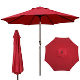 Blissun vista frontal de la sombrilla roja mostrando cobertura y estilo