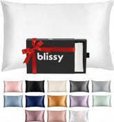 Blissy funda de almohada frontal mostrando blanco y acabado suave